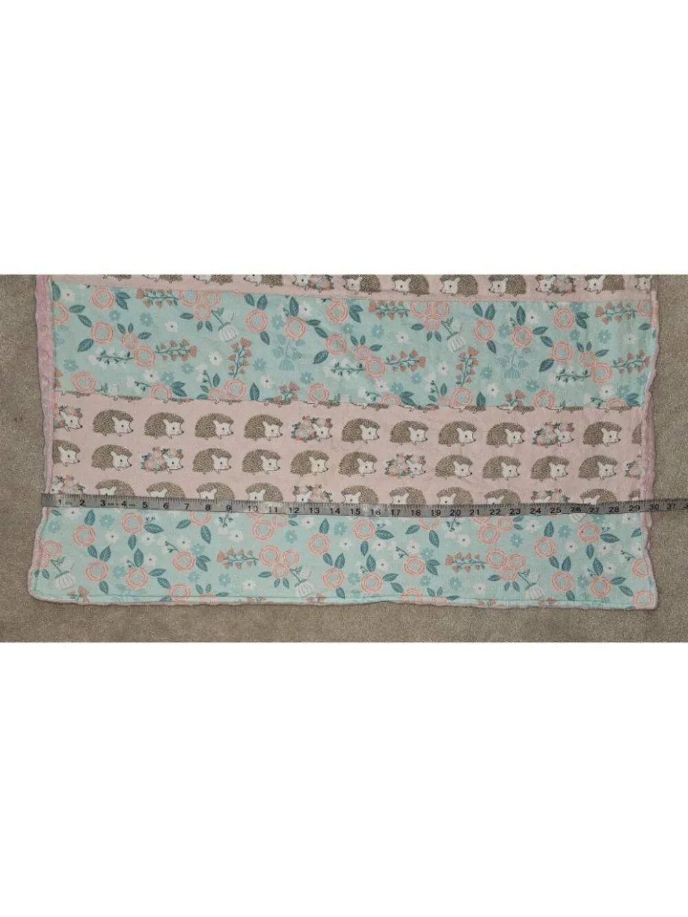 Handmade Baby Blanket Hedgehogs Flowers Minky Dot Pink Brown Blue 30x30